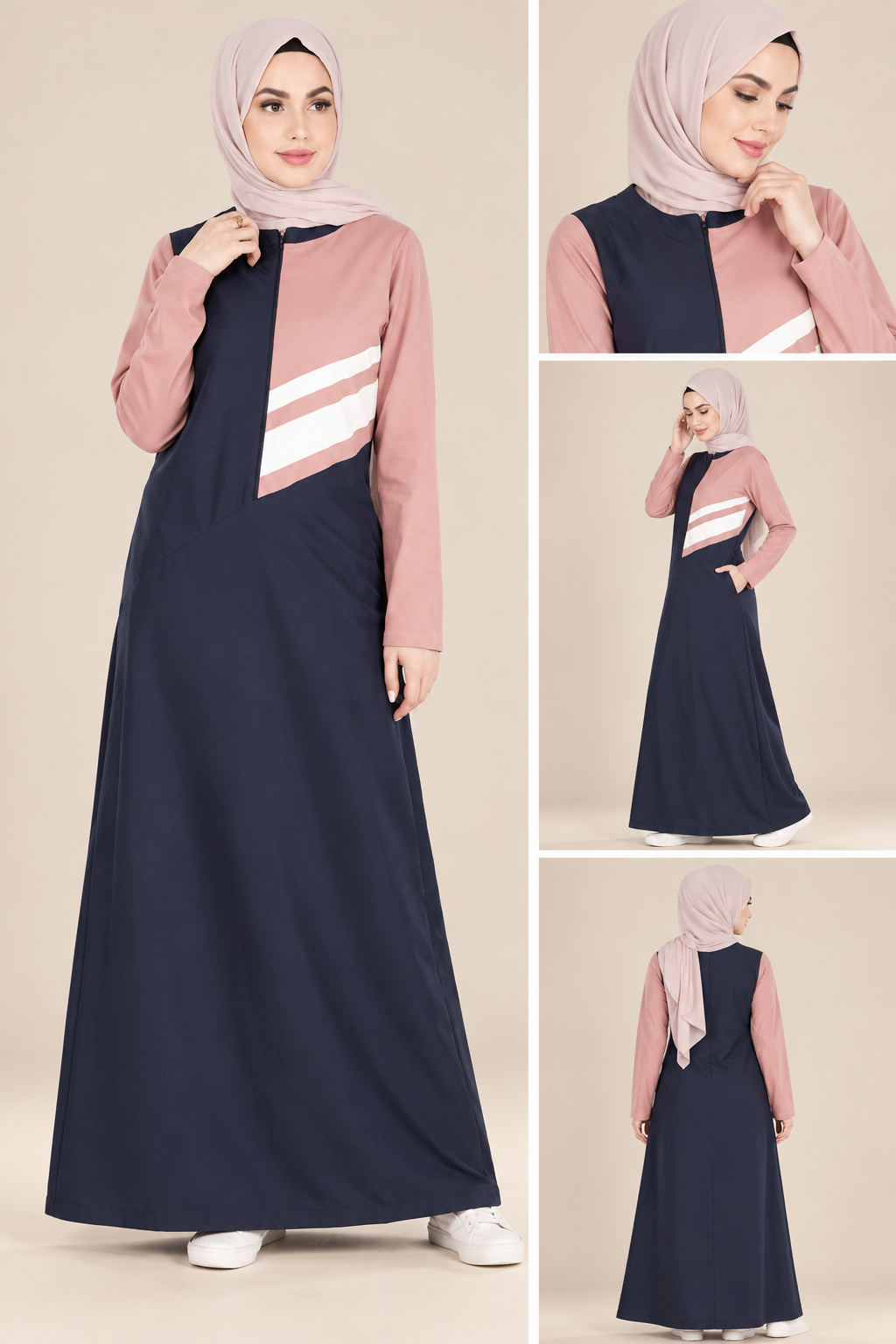 navy and pink contrast Jilbab