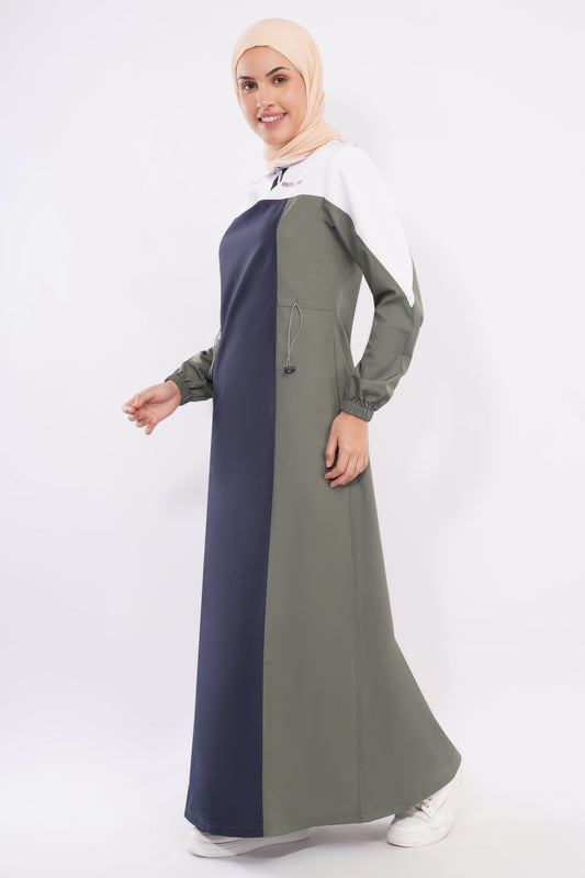 Navy & Grey Toggle Waist Jilbab