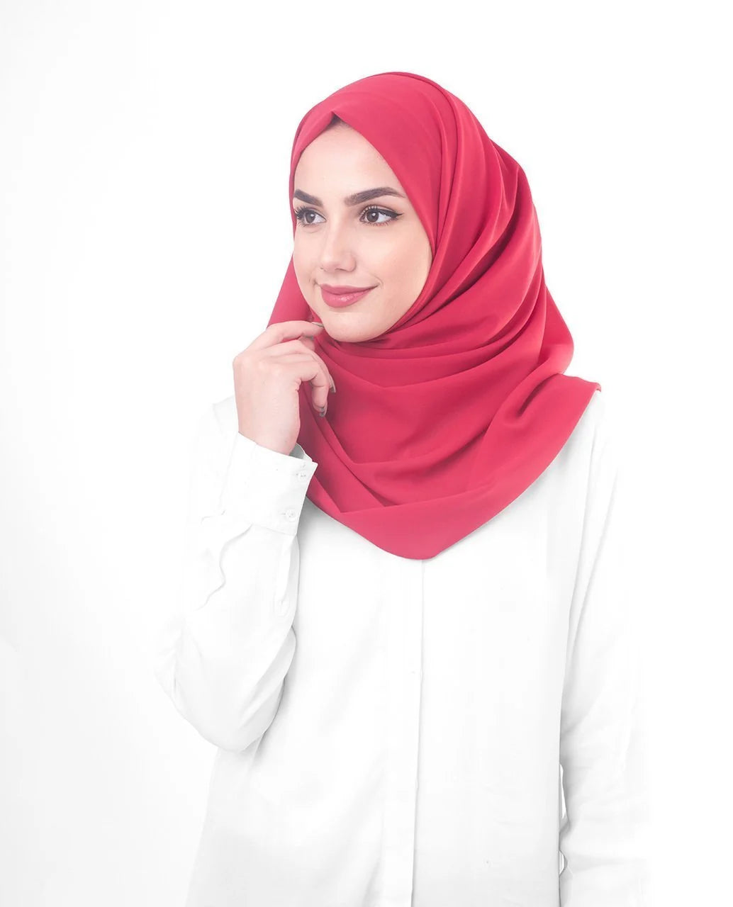 Crimson Red Poly Georgette Scarf