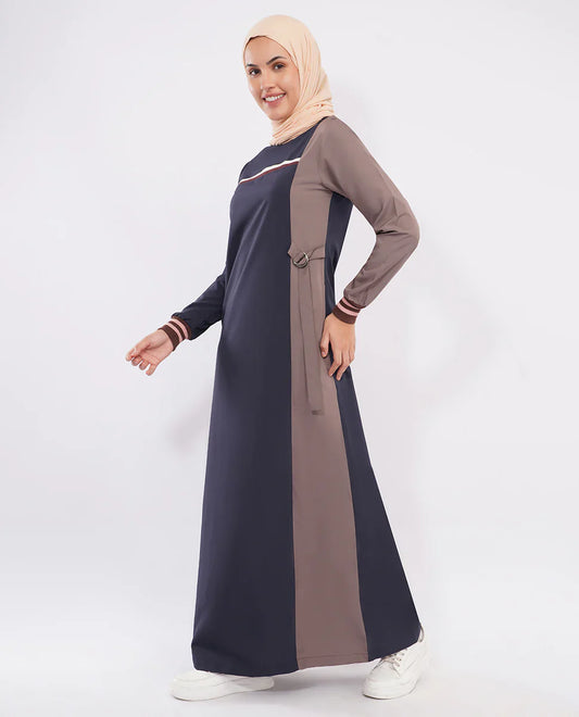 Navy Contrast Rib Detail Jilbab