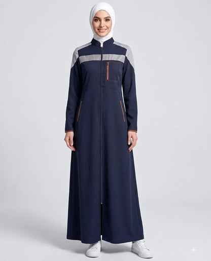 Navy Grey Sporty Contrast Jilbab( pre-order)