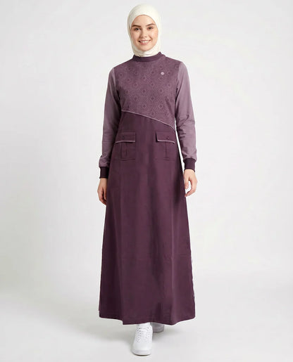 Urban Essentials Geometric Print Abaya Dusty Rose ( pre-order )