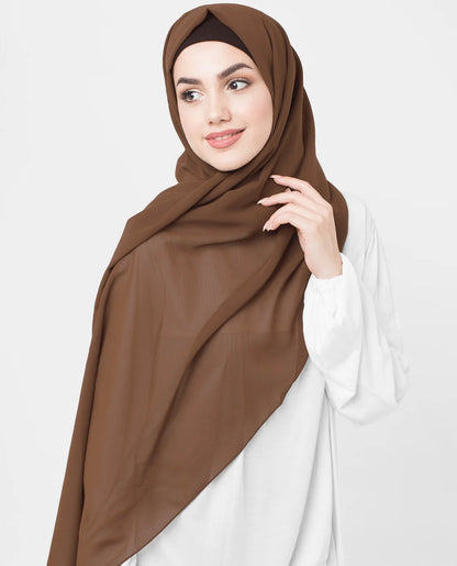 Cocoa Brown Poly Georgette Scarf