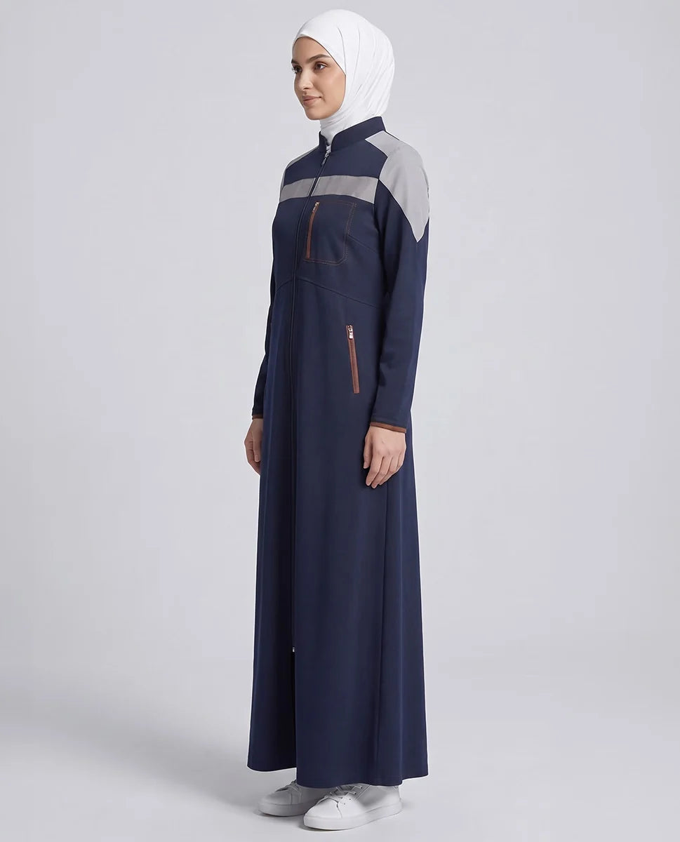 Navy Grey Sporty Contrast Jilbab( pre-order)