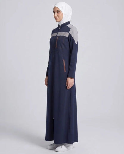 Navy Grey Sporty Contrast Jilbab( pre-order)