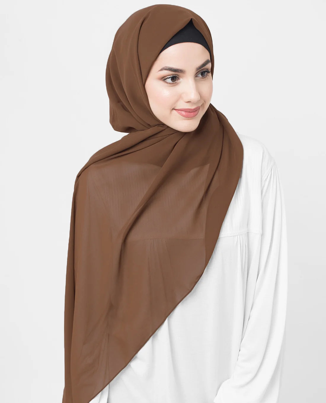 Cocoa Brown Poly Georgette Scarf