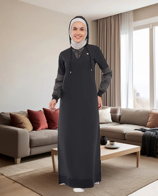 Midnight Black Detachable Hood Jilbab