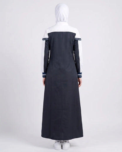Classic Contrast Jilbab - Sage & White ( pre-order )