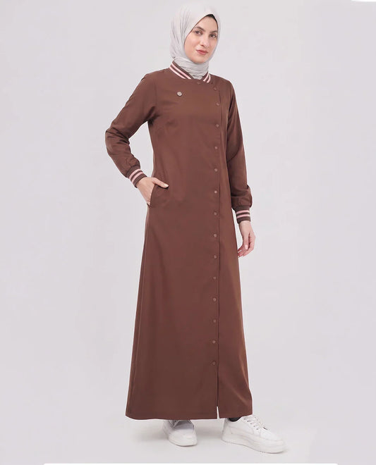 Coffee Hue Full Front Open Jilbab