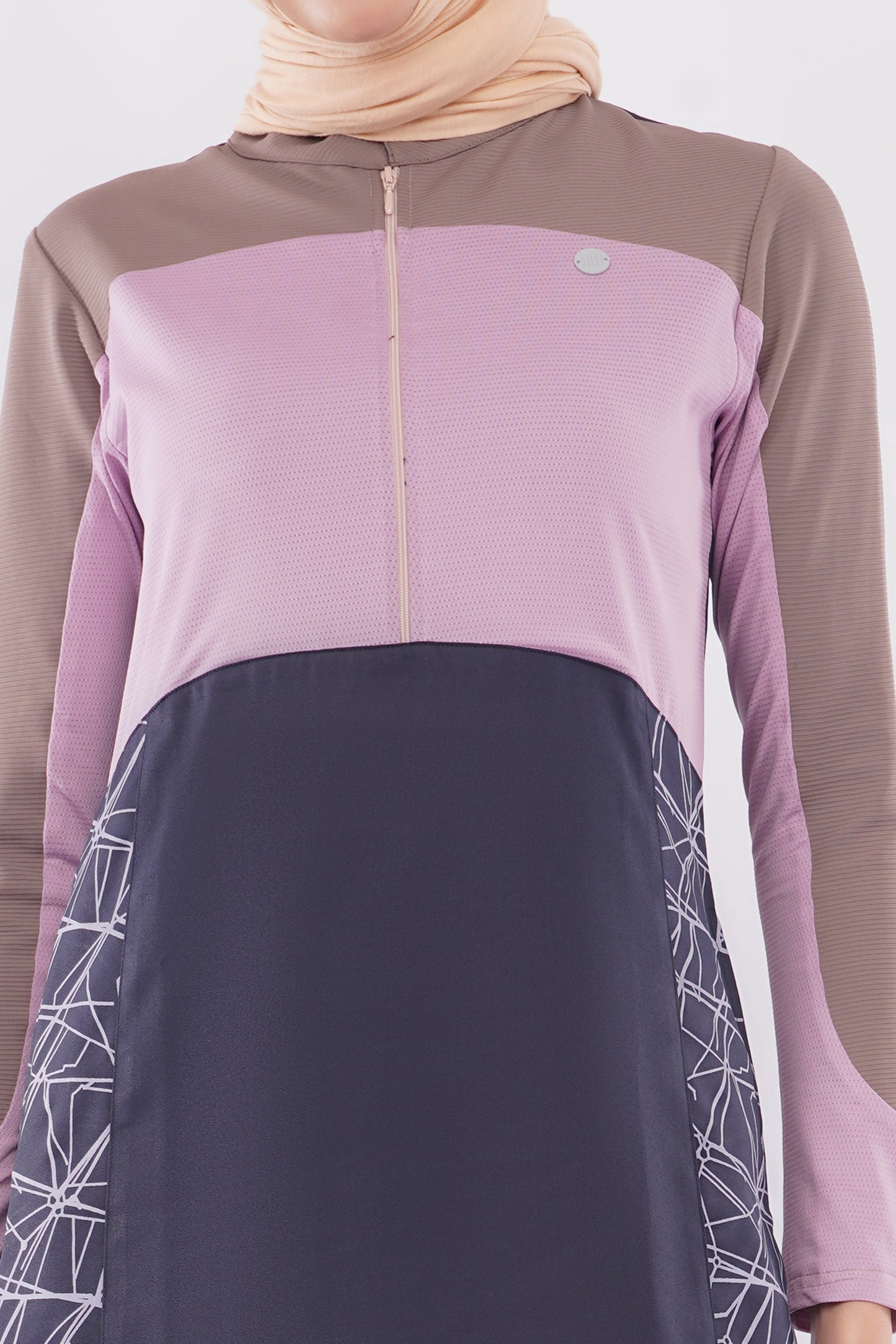 Olive Pink Color Block Jilbab