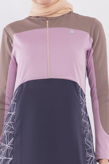 Olive Pink Color Block Jilbab