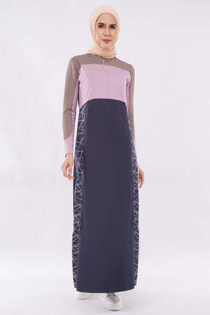 Olive Pink Color Block Jilbab