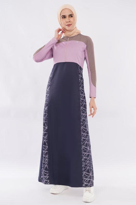 Olive Pink Color Block Jilbab