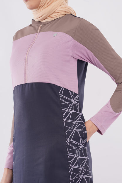 Olive Pink Color Block Jilbab