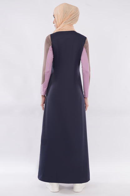 Olive Pink Color Block Jilbab