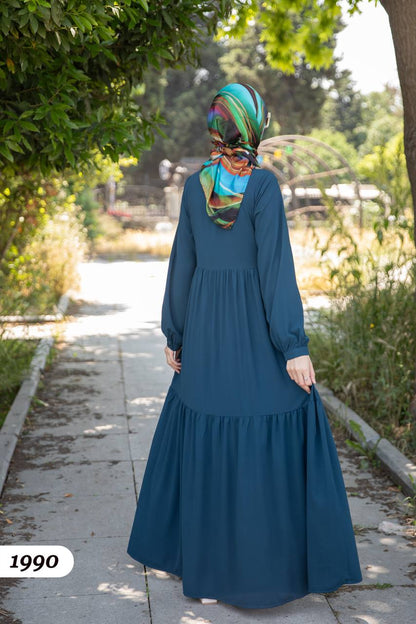 Turkish wide dress petroleum color