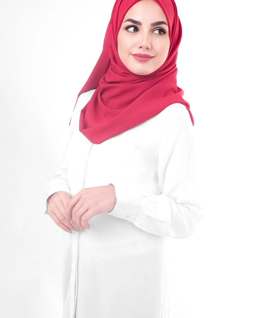 Crimson Red Poly Georgette Scarf