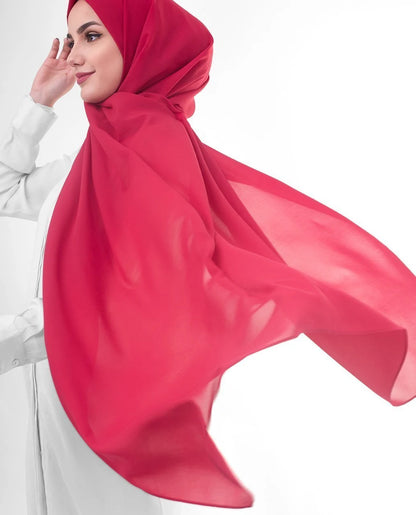 Crimson Red Poly Georgette Scarf