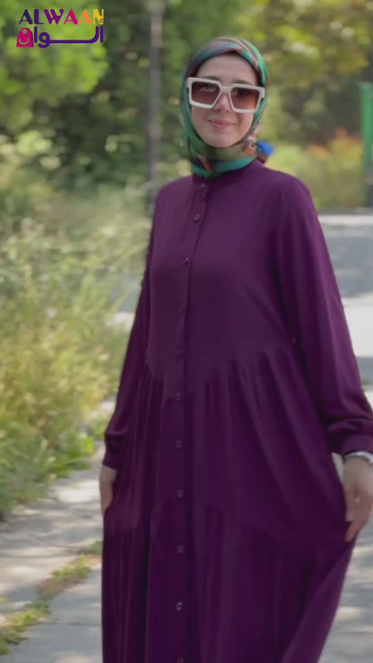 Turkish wide dress purple color