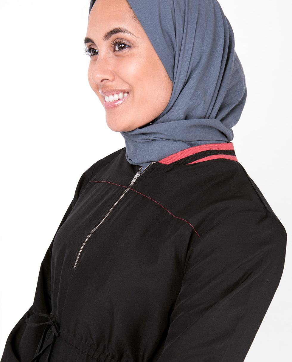 Collar Drawstring Black Jilbab