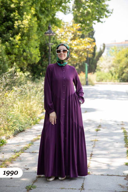 Turkish wide dress purple color