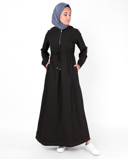 Collar Drawstring Black Jilbab