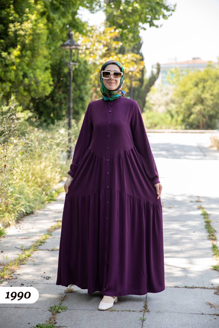 Turkish wide dress purple color