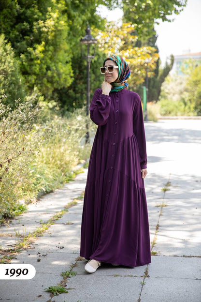 Turkish wide dress purple color